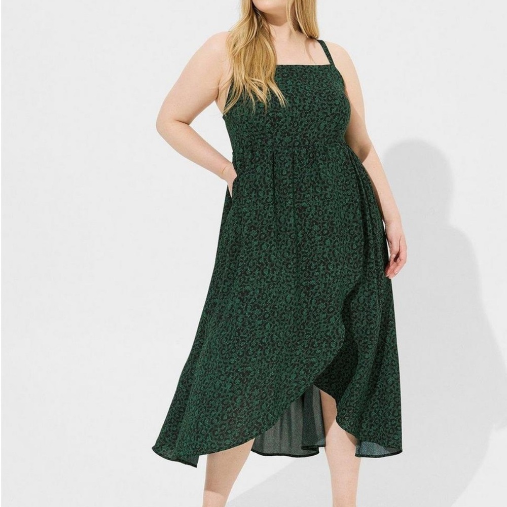 Torrid Tea Length Challis Square Neck Dress